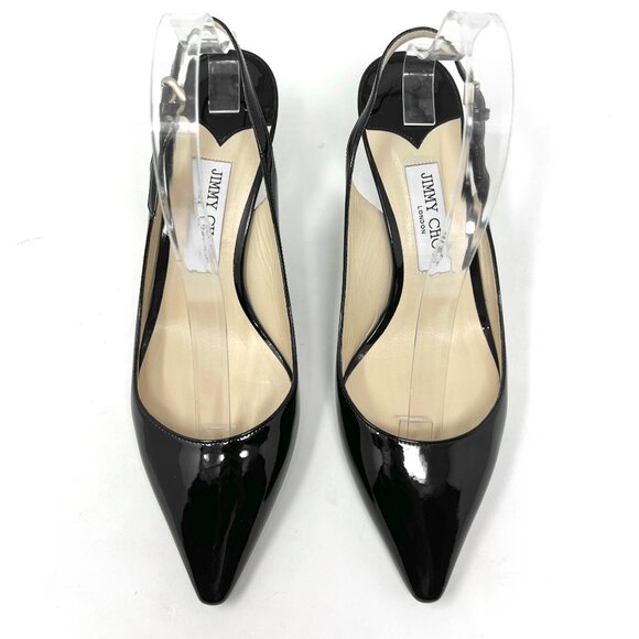 Jimmy Choo Erin Black Patent Slingback Kitten Heels Size 41 - Picture 2 of 9